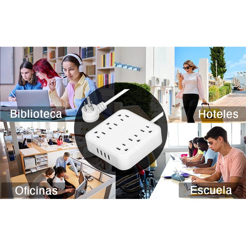 Multicontacto L02 Regleta para Pared con 3 Enchufes CA, 2
