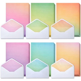 Paper Junkie Letter Writing Stationery Paper & Envelopes Set - 6 Watercolor Gradient Designs, 60 Lined Sheets & 30 Envelopes (10.25 x 7.25 In)