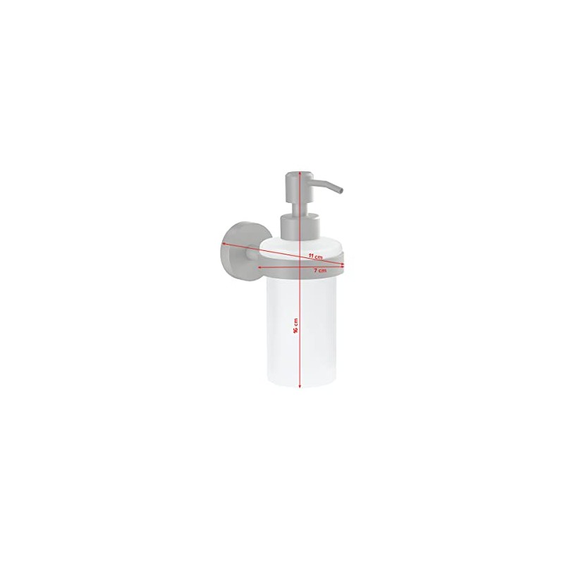 tesa® MOON GREY Seifenspender, matt grau, Pumpspender aus satiniertem Glas,