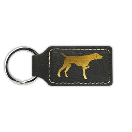 Mister Petlife German Shorthaired Pointer Keychain Leatherette Rectangle - Laser Engraved - Key Chain Ring - gsp dk - Black/Gold