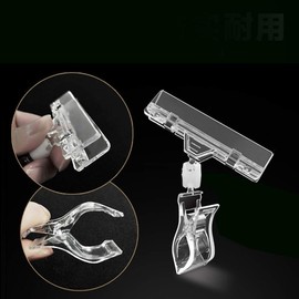 6 Pcs Transparent Plastic Merchandise Sign Clip Rotatable Double Clip Rotatable Sign Clips Merchandise Sign Display Rotatable Merchandise Sign Display Mini Clip Tag Holders for Business Cards