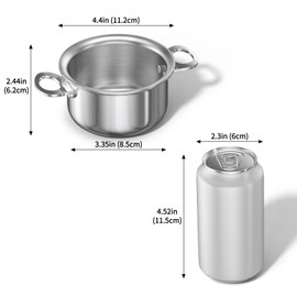 Macevia Mini Sauce Pan with Lid,Stainless Steel Butter Warmer Mini Pan Cooking Sauce Stay-Cool Handle For All Stoves Multipurpose Use for Home Kitchen or Restaurant (16.6oz/400ml) - Silver