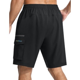 Men's Mountain Bike Shorts 3D Padded Bicycle Biking Shorts Quick Dry Lightweight MTB Cycling Shorts (All Black, L)