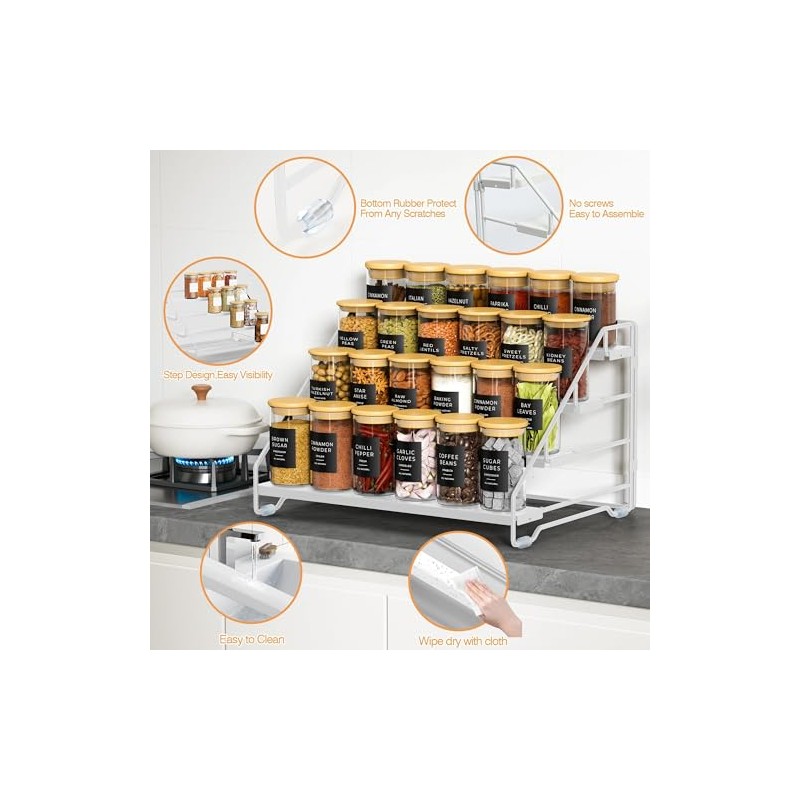 Gucass Pack of 2 4 Tier Spice Rack, Standing, Spice