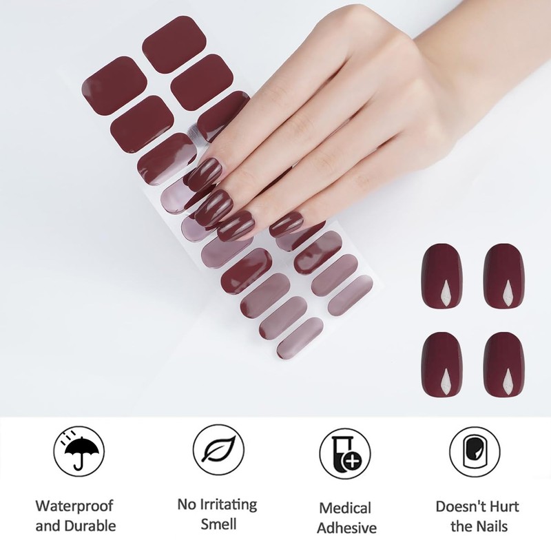 22 Sheets Removable and Portable Nail Stickers, Plain Gel Nail