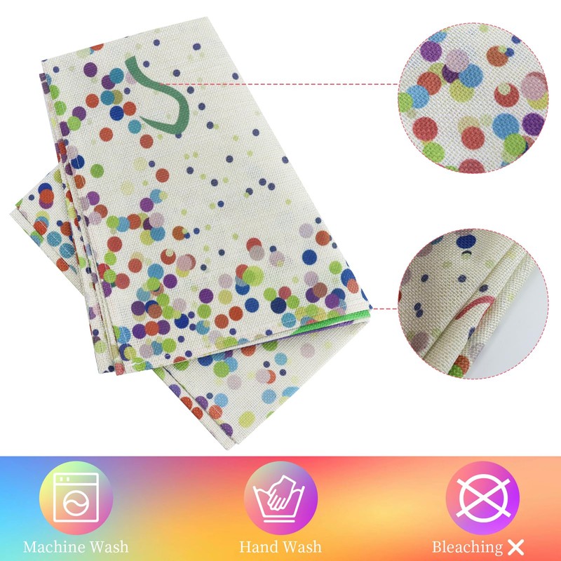 Birthday Table Runner, Colourful Dot Birthday Tablecloth with 4 Tablecloth
