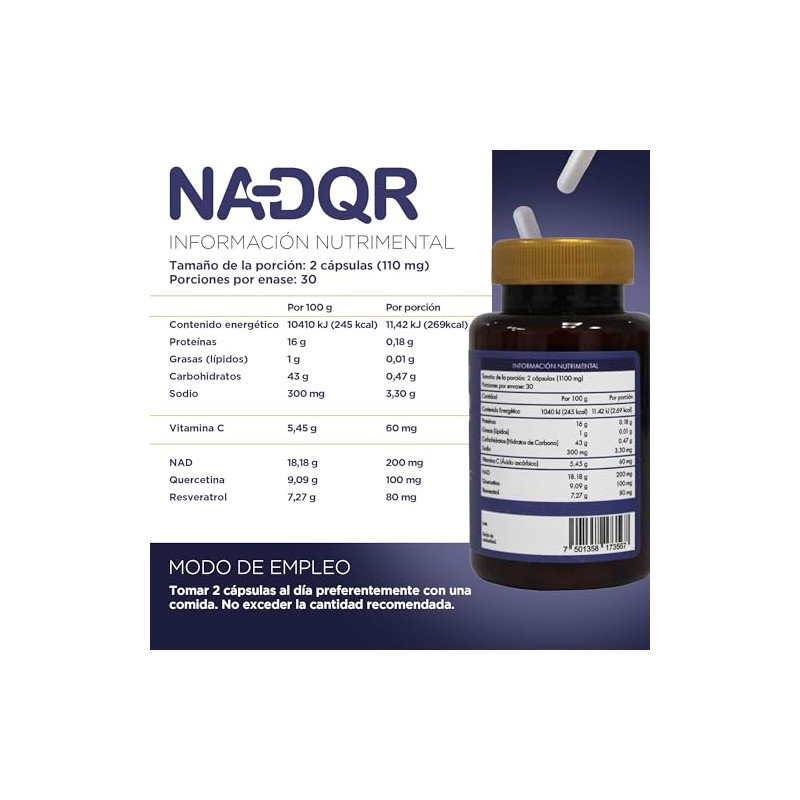 Nad Resveratrol Quercetina Vitamina Suplemento Pack 2x60 Cápsulas