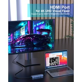USB C Hub, TOTU 6 in 1 Type C Hub, Dual Monitor USB C Multiport Adapter with 4K HDMI, USB 3.0, 2*USB 2.0, SD/TF Card Reader for Type C Laptops