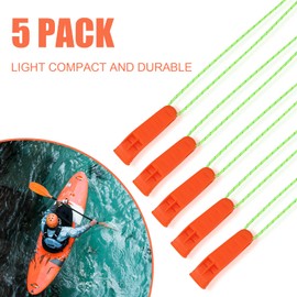 AIEX Pack of 5 Emergency Whistle, Survival Whistle with Lanyard, Extra Loud Plastic Whistle, Signal Whistle for Camping, Swimming, Boating, Surfing, Hiking