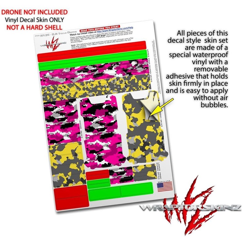 Skin Decal Wrap 2 Pack Compatible with DJI Ryze Tello