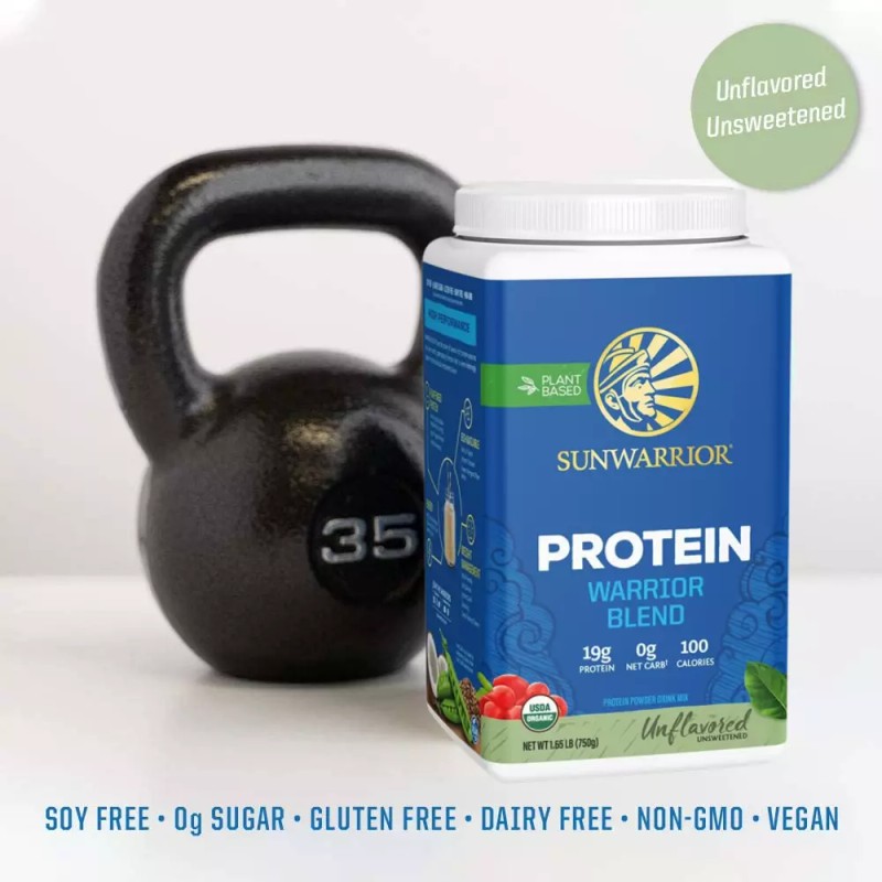 Sunwarrior Warrior Blend Organic Vegan Protein Powder BCAA Unflavored 1.65