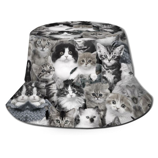Cute Cat Printed Bucket Hat for Cat Lovers - Unisex