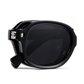 Cyxus Sunglasses Men Women Foldable Fashion Polarised Sunglasses UV 400 for Driving Fishing Travel P1129, Black & Grey