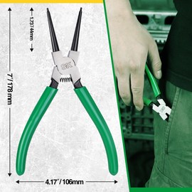 SK 7-Inch Snap Ring Pliers, Internal Circlip Pliers with Straight Jaw, Tip Diameter 5/64'', Premium CR-V Steel