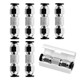 6PCS PTFE Tube Connector tubing 3D Printers Pneumatic connectors 1.75 mm Filament extruder, for Bambu Lab X1 X1C X1E P1P P1S, Made of Stainless Steel Anti-Oxidation and Rust Resistant, Plug and Play