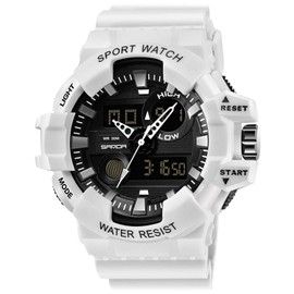 rorios Men's Watch Military Watches LED Sports Watch Men's Watches Digital Watches for Men, White (white A), Sporty and fashionable