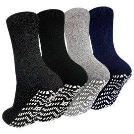 ZAKASA Non Slip Grip Socks - Non Skid Crew Grippy Socks for Men Women Anti Slip Gripper Socks for Elderly Hospital Yoga, Mixed Colors-4pack, X-Large