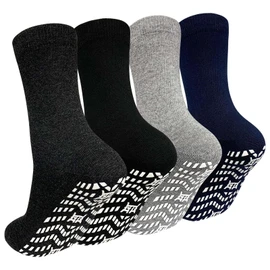 ZAKASA Non Slip Grip Socks - Non Skid Crew Grippy Socks for Men Women Anti Slip Gripper Socks for Elderly Hospital Yoga, Mixed Colors-4pack, X-Large