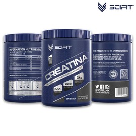 SCIFIT - CREATINA | 100% Creatina Monohidrato | 500 g | 100 Servicios x Envase | 5 g de Creatina x Servicio | Sin Grasas | Sin Carbohidratos | Hidratante Muscular | Incrementa Fuerza y Rendimiento para Entrenamientos | Suplemento Gym