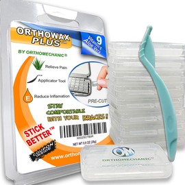 New Genuine Orthowax Plus - Now Precut with Aloe Vera and Vitamin E - Stick Better Than competitors - Orthodontic Wax for Braces Wearer (Pack of 9) - Unscented