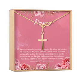 Collar Regalo Para Madre Para Mamá, Día de la Madre, Cumpleaños, Navidad (Infinity Cross, Gold)