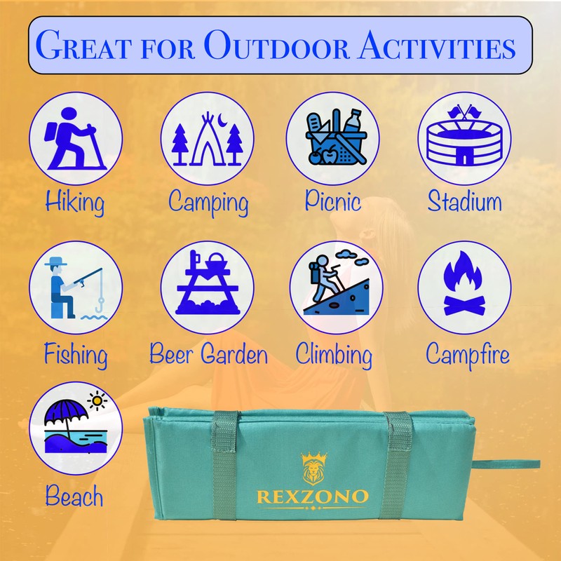 Rexzono® Large Folding Sit Mat (50x35), Hiking Seat Pad, Sit