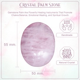 Crocon 50mm Rose Quartz Large Oval Palm Stone 900+ Carats Pocket Massage Worry Stones for Natural Body Chakra Balancing Reiki Healing Stones Massage Spa Energy Crystals