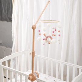 Crib Mobile Arm | Wooden Crib Mobile Holder | Baby Shower Gift Nursery Decor for Sturdy Mobile for Newborn Boys and Girls (Round Ball Mobile Arm)