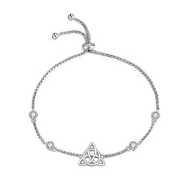YAFEINI Celtic Knot Bracelet/Dragonfly Bracelets, Sterling Silver, Adjustable Bracelet, Good Luck, Irish Jewellery, Celtic Witch Knot Bracelet for Women, Sterling Silver, 1