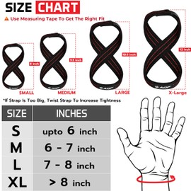 AQF Figure 8 Lifting Straps, Anti Slip Gym Wrist Supports for gym, Powerlifting, Weightlifting, Deadlifting, Heavy Duty Gym Straps, Ideal Lifting Straps for Strength Training (Black & Red, S)