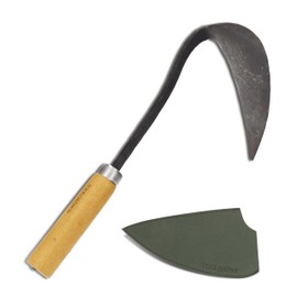 TOOLGATHER Original Homi Hand Hoe Left-Handed - Traditional Handmade Korean Garden Tool for Weeding Digging & Planting with Forged Steel & Chestnut and Acacia Wood Handle