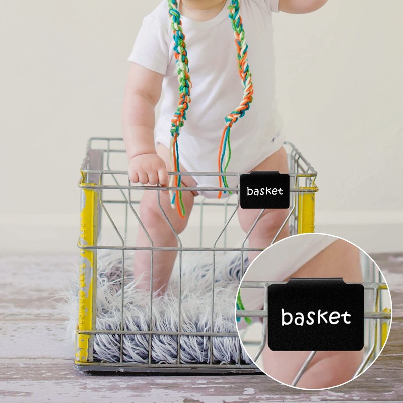 KINBOM Pack of 16 Label Holders for Baskets, Basket Labels
