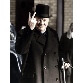 ART.COM Wall Photographic Print Winston Churchill Making His Famous V for Victory Sign, 1942, 18" x 24"