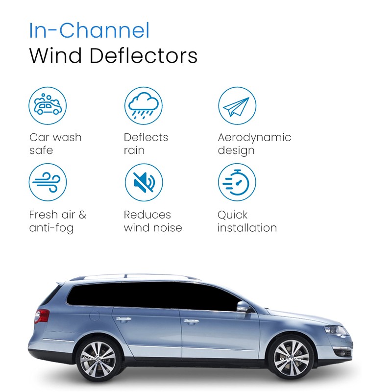 EdgeVisors Wind Deflectors Set Fits: VW Passat B6/B7 2005-2014 5