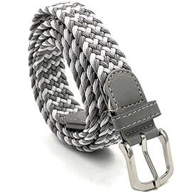 LisaModa Children's Stretch Braided Belt Boys Girls Teenagers Elastic Many Colours, Grey White 22