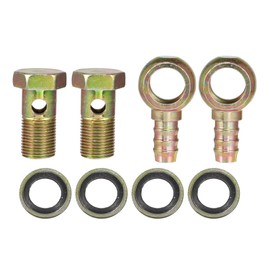 A ABSOPRO Banjo Bolt M18x1.5 13mm Banjo Hose Barb Bolt Fittings Brake Line Fitting Adapter with Copper Washers for Motorcycle Car (Set of 2)