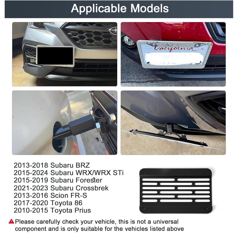 CNSPEED Front Bumper Tow Hook License Plate Mount Relocator Bracket