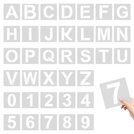 Piriuuo 36 Pcs Letter Stencils 4 Inch, Flexible Letter Stencils for Painting DIY Crafts Reusable & Washable Number Stencil 4 Inch on Wall Paper Wood Floor Fabric