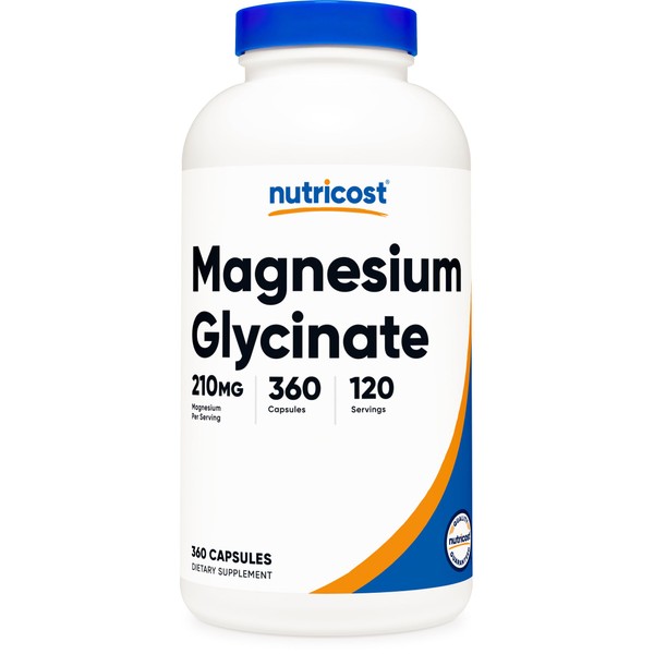 Nutricost Magnesium Glycinate Capsules (360 Capsules, 210 mg Magnesium Glycinate
