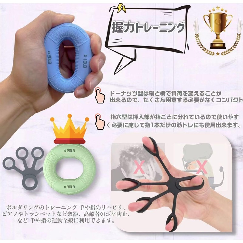 MEGVOYA Hand Grip, Strength Training, Set of 5 Stiffness Levels,