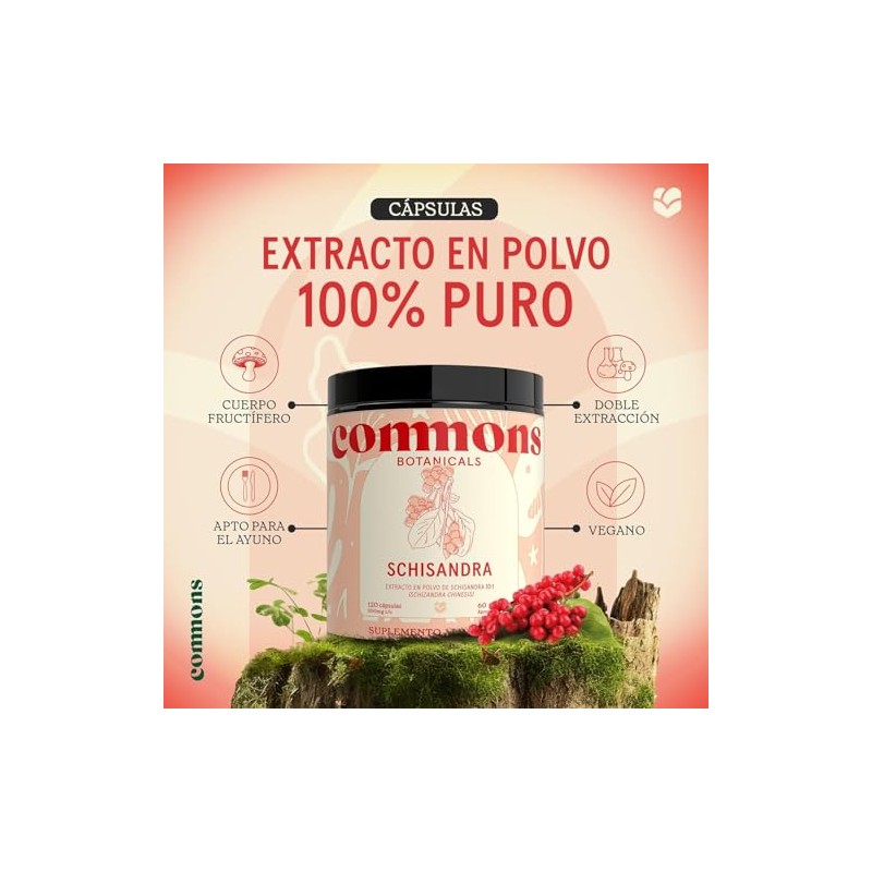 Hongos Adaptógenos Hongo Baya Schisandra 120 Cápsulas Suplemento Natural Más