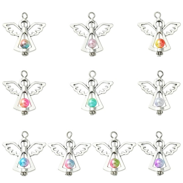 KitBeads 60Pcs 10 Colors Guardian Angel Charms Mini Acrylic Round