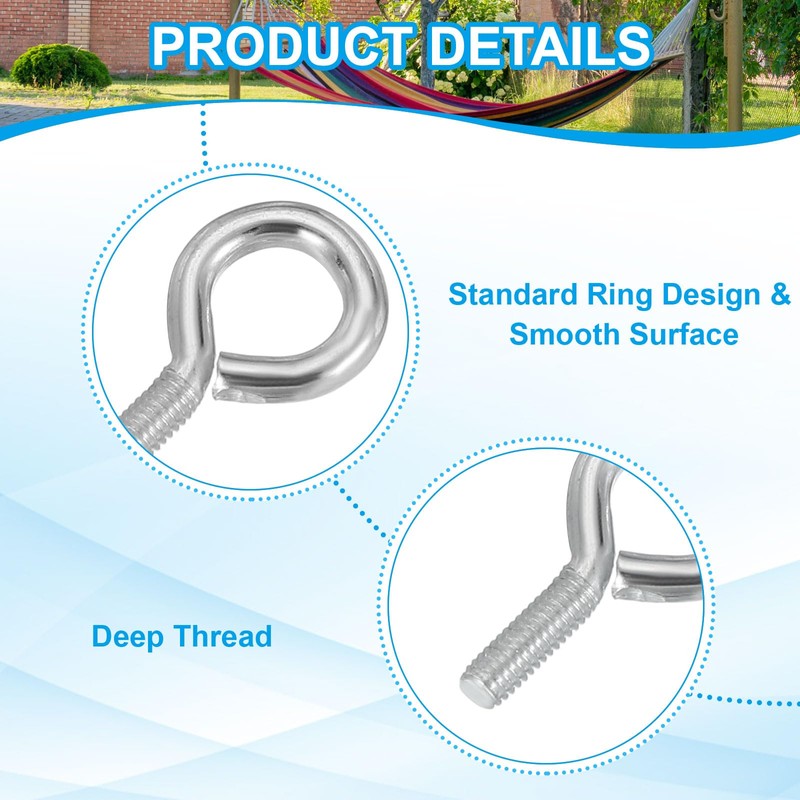 PATIKIL M3x16mm Eye Bolts, 10 Pcs Carbon Steel Threaded Eyebolt