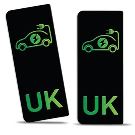 SkinoEu® 2 x Vinyl Sticker Number Plate Number Plate Sticker for Electric Vehicles EV Charging Indicator UK UK Union Jack JDM Tuning Car Motorcycle QV 14 New