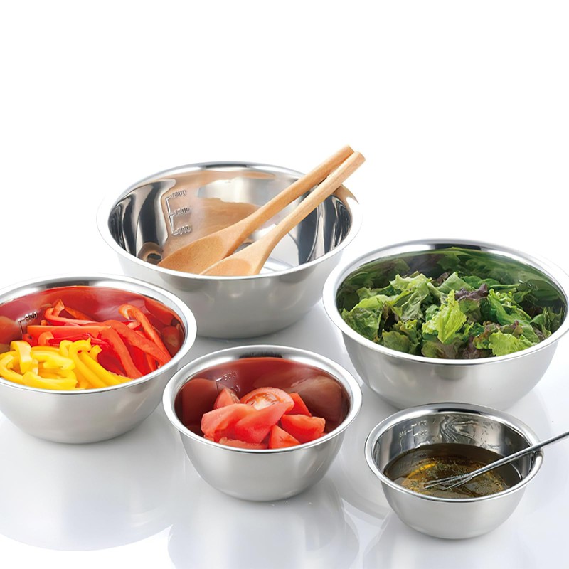 5PCS Stainless Steel Mixing Bowl, Multi-Functional Thick Large Bowls with