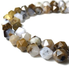 ABCGEMS Oregon Polka-Dot Tri-Color Chalcedony Beads (USA) - Mined from The Ochoco Mountains (Semi-Translucent to Opaque Base with Gorgeous Inclusions) Healing Energy Crystal Stellar-Star-Cut 8mm