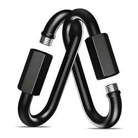 2Pack Black Heavy Duty Quick Links, 4Inch Threaded Quick Chain Link Connectors, 3/8” Locking Carabiners, 2000 LBS Capacity Chain Hooks for for Hammock Camping