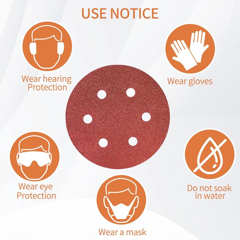 Meccion 150mm Sanding Discs 50pcs Sander Discs Pads 6 Inch