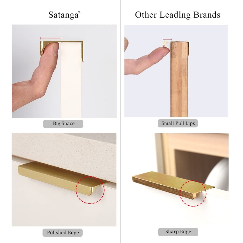 Satanga Edge Finger Tab Pull for cabinets Kitchen Concealed Drawer