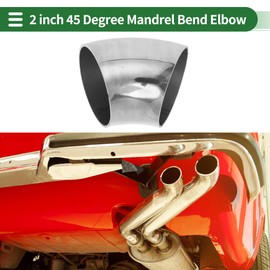 Motoforti 45 Degree Mandrel Bend Elbow Car Modified Exhaust Pipe Tubing Piping 2" Inch OD Thickness 1.2mm/18GA 51x67x1.2mm 304 Stainless Steel Silver Tone